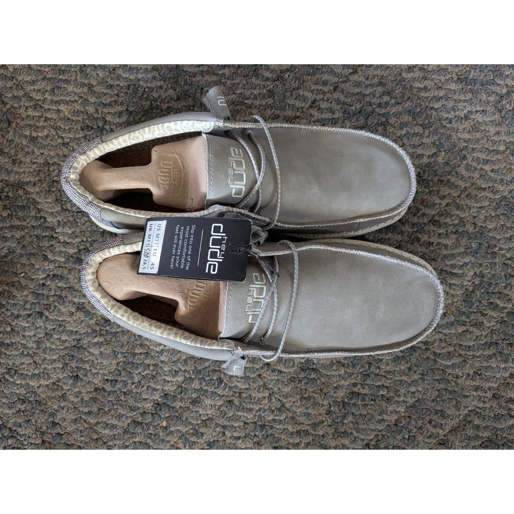 Hey Dude Wally Recycled Leather Silver Birch Mens 12 Shoes 150203923 Grey Mocs